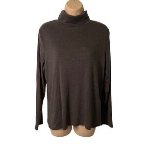 Lauren Ralph Lauren Women's Turtleneck Top Size XL Gray Long Sleeve Preppy Basic